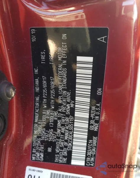 2020 Toyota Sienna Le from USA, damaged, VIN 5TDKZ3DC4LS051197